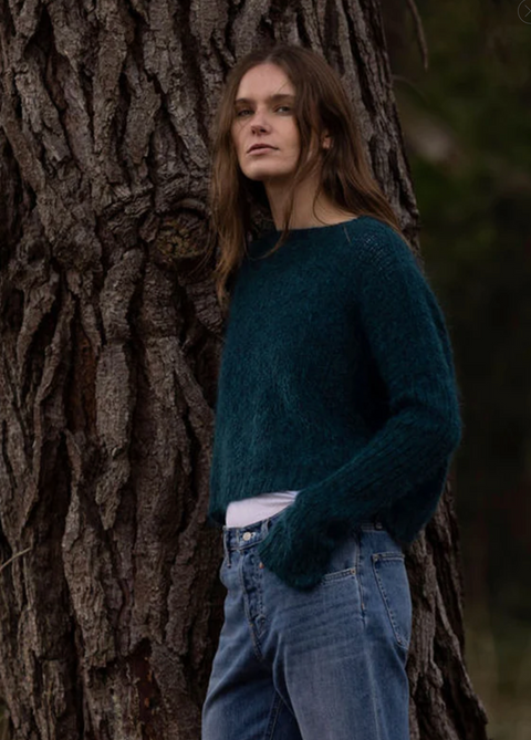 Luna Gallery Mohair Waffle Crop Jumper - Teal