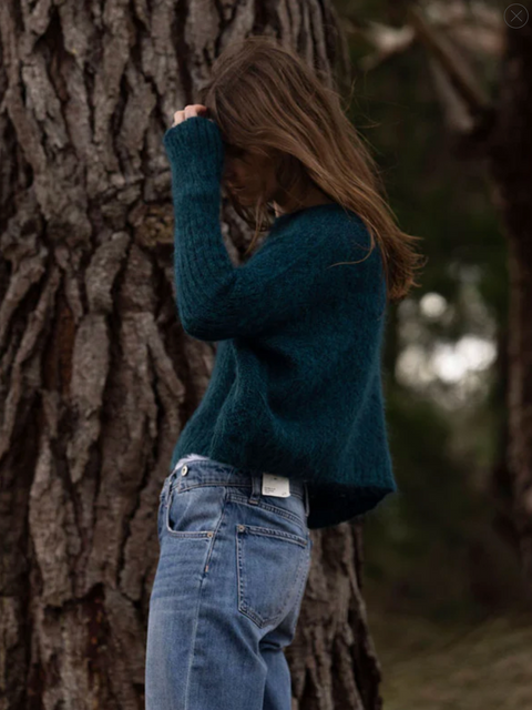 Luna Gallery Mohair Waffle Crop Jumper - Teal