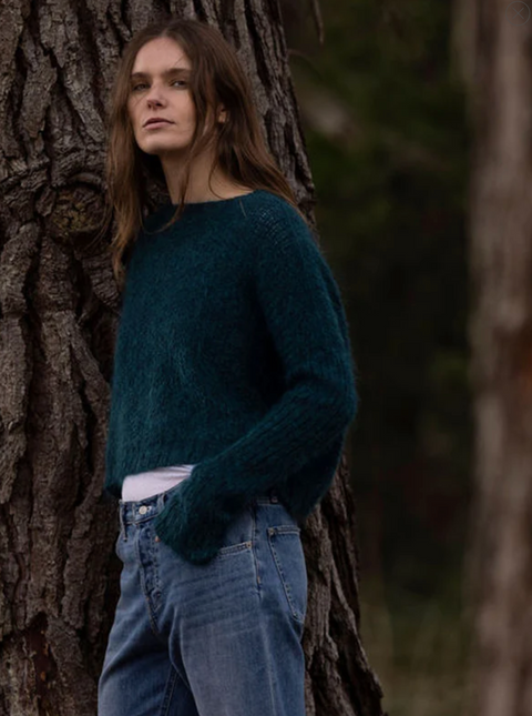 Luna Gallery Mohair Waffle Crop Jumper - Teal