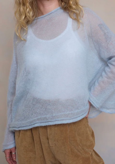 Luna Gallery Mohair Raglan Sleeve Sweater - Sky