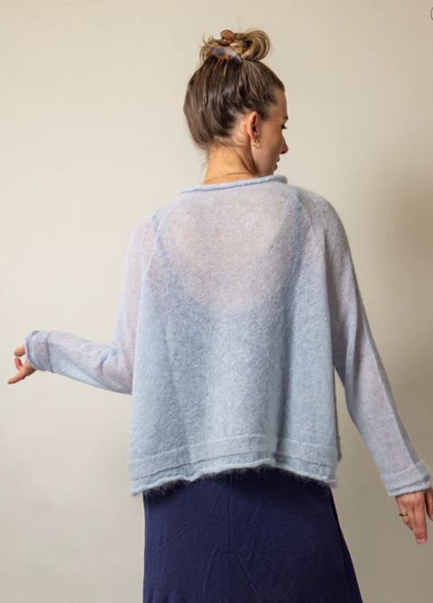 Luna Gallery Mohair Raglan Sleeve Sweater - Sky