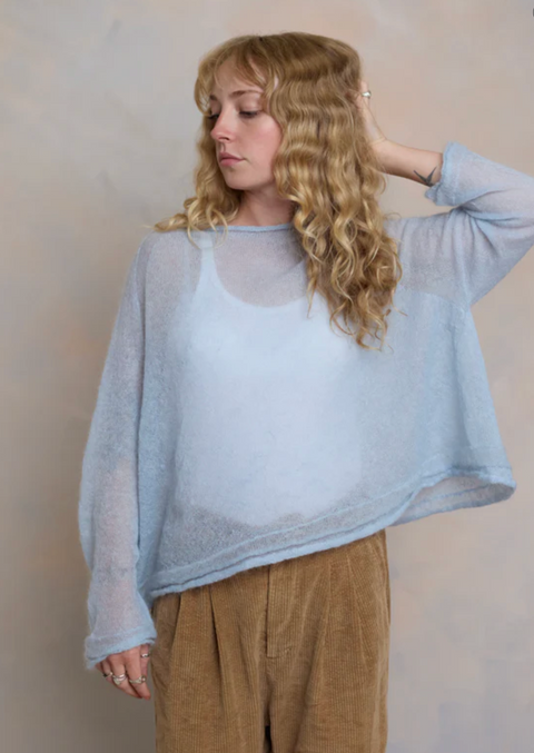 Luna Gallery Mohair Raglan Sleeve Sweater - Sky