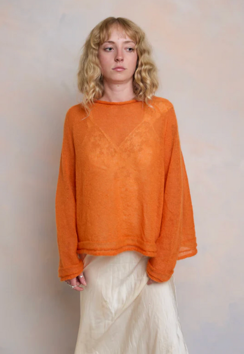 Luna Gallery Mohair Raglan Sleeve Sweater - Sunset