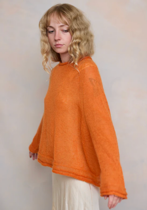 Luna Gallery Mohair Raglan Sleeve Sweater - Sunset