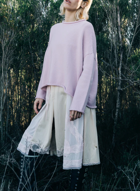 Luna Gallery Merino Wool Roll Neck Jumper - Peony