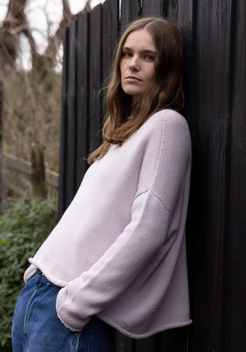 Luna Gallery Merino Wool Roll Neck Jumper - Peony