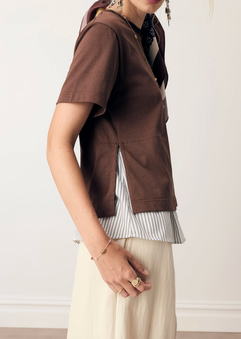 POL Clothing Mirel Multimedia Tee - Chocolate
