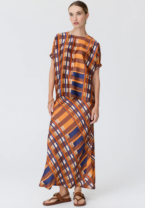 POL Clothing Lattice Top - Amber Check