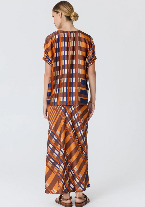 POL Clothing Lattice Top - Amber Check