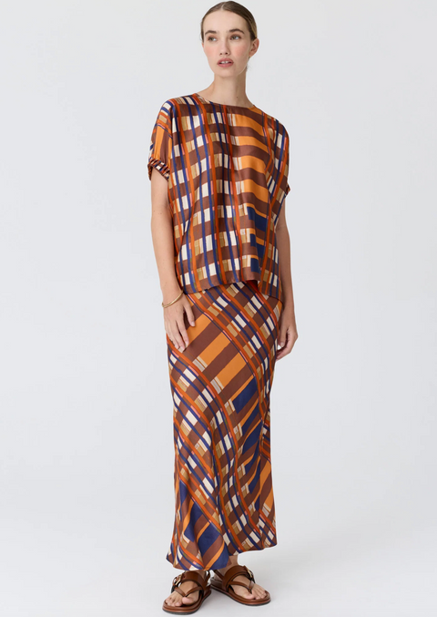 POL Clothing Lattice Top - Amber Check