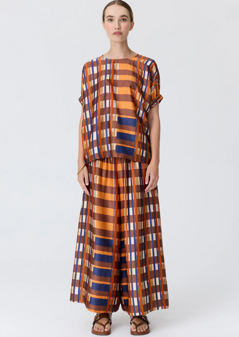 POL Clothing Lattice Pant - Amber Check