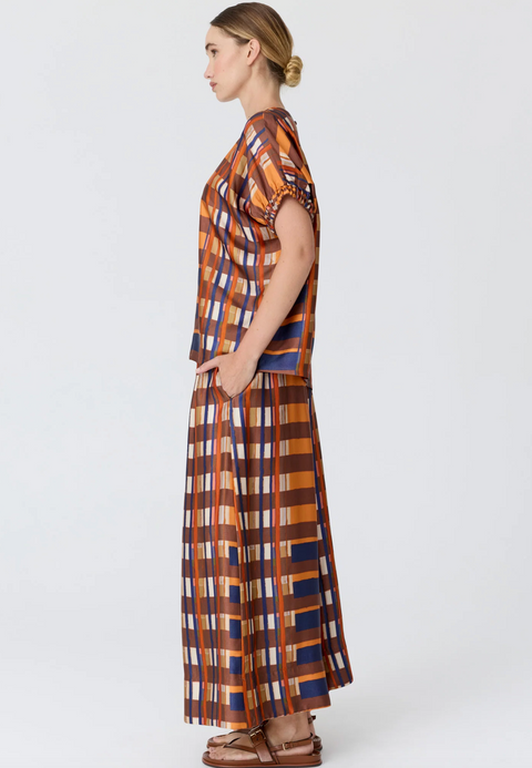 POL Clothing Lattice Pant - Amber Check
