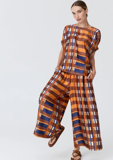POL Clothing Lattice Pant - Amber Check