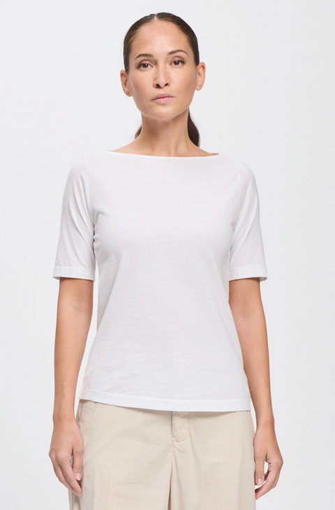 Transit Fine Boatneck Tee - White