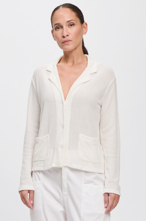 Transit Waffle Knit Jacket - White