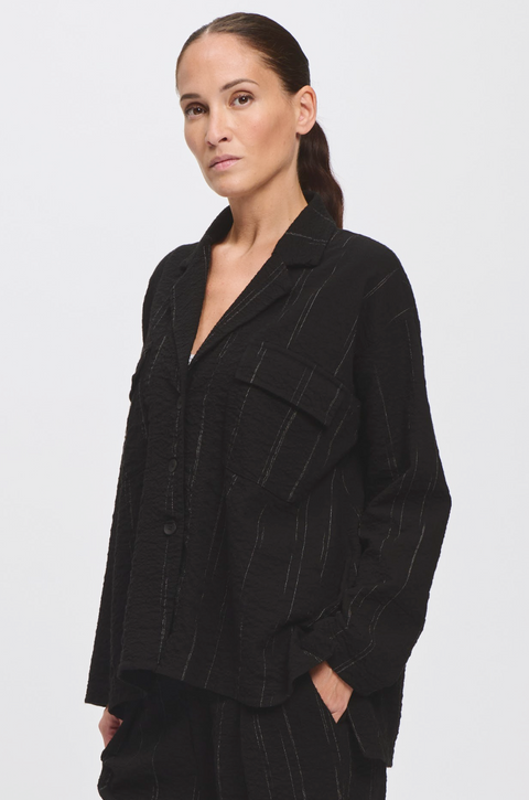Transit Pinstripe Jacket - Black
