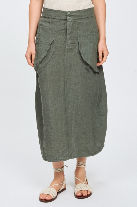 Transit Linen Pocket Skirt - Olive