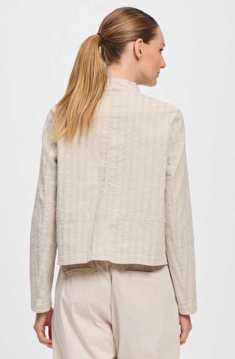 Transit Stripe Collarless Jacket - Sand