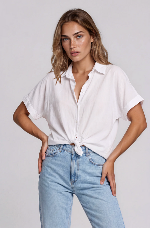 La Gemme Luna Short Sleeve Shirt - White
