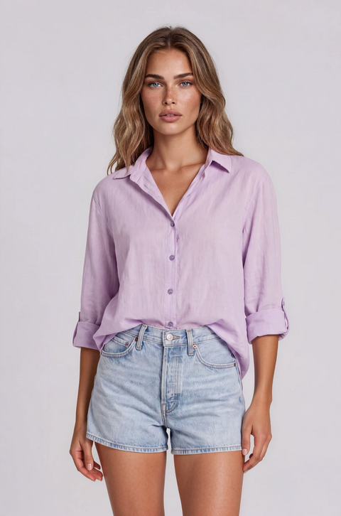 La Gemme Chiara Tab Sleeve Shirt - Lilac
