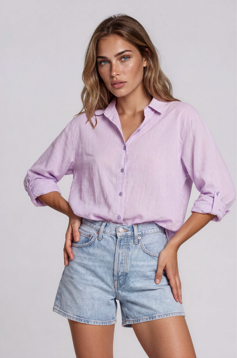 La Gemme Chiara Tab Sleeve Shirt - Lilac