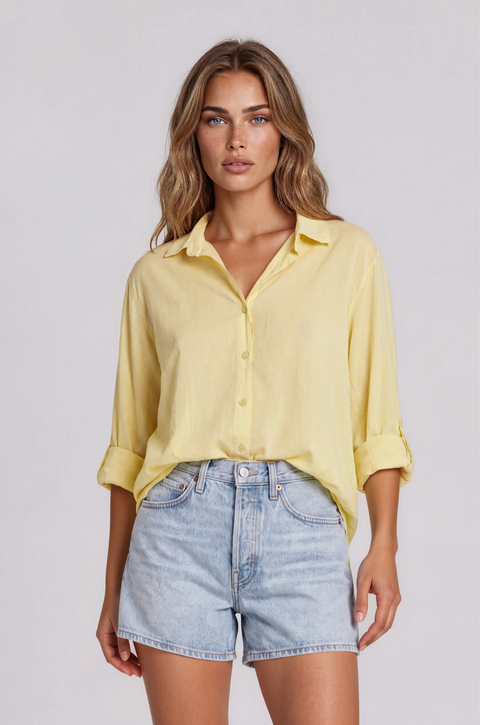 La Gemme Chiara Tab Sleeve Shirt - Lemon
