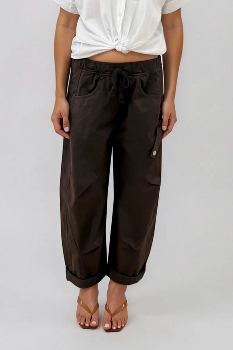 La Gemme Lucia Barrel Pant - Chocolate