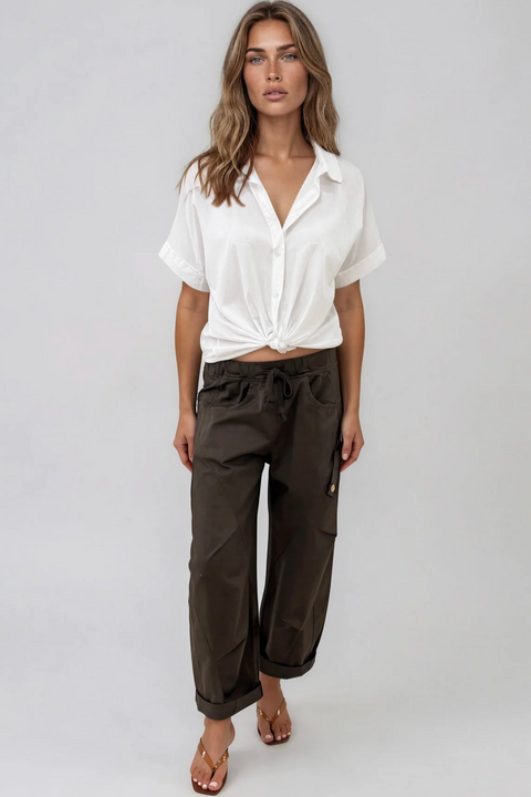 La Gemme Lucia Barrel Pant - Chocolate