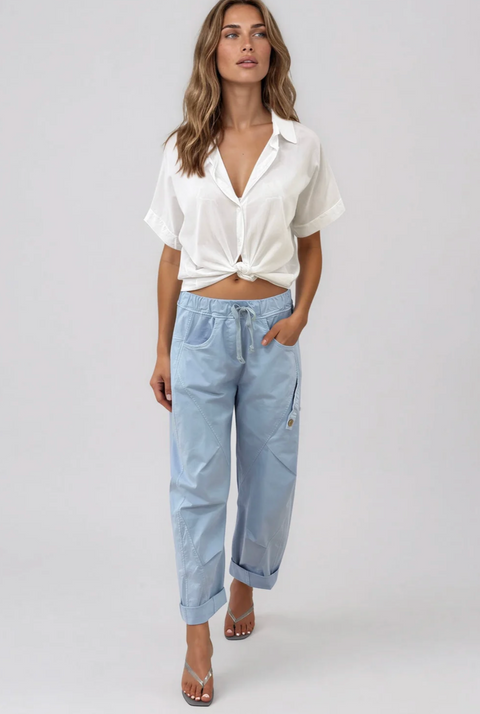 La Gemme Lucia Barrel Pant - Sky Blue