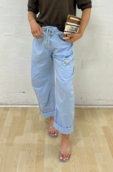 La Gemme Lucia Barrel Pant - Sky Blue