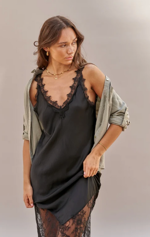 Charli London Solange Slip Dress - Black