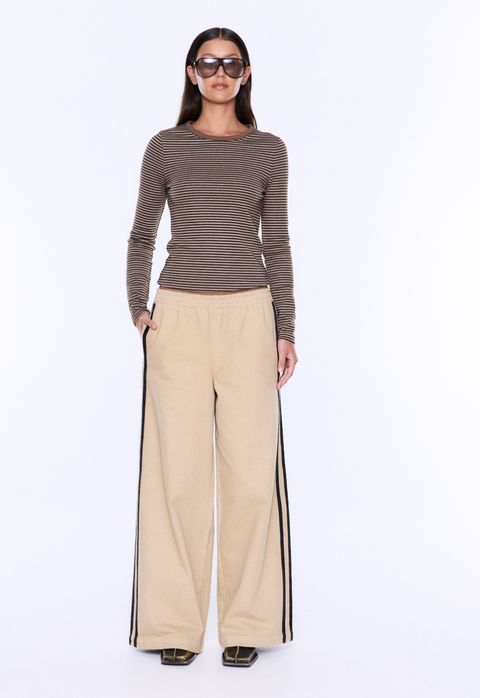 Ena Pelly Myla Wide Leg Pant - Wheat