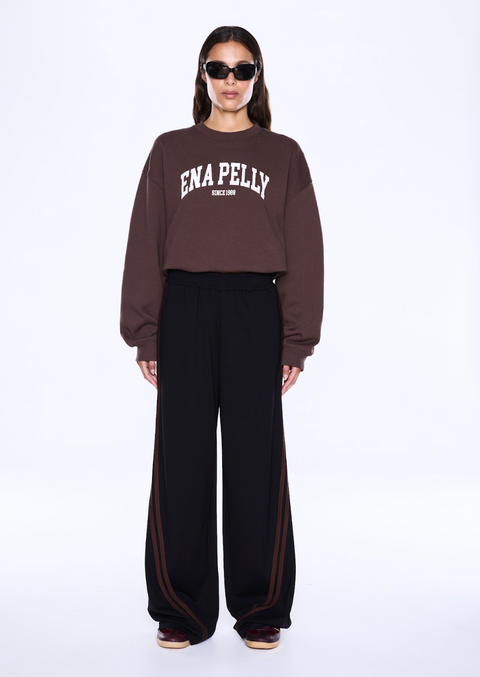 Ena Pelly Valentina Stripe Pant - Black/Brown