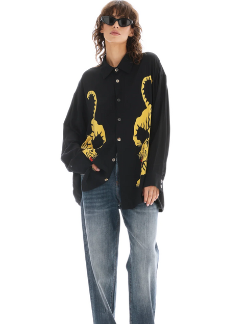 The Tales Crouching Tiger Long Sleeve Shirt - Black