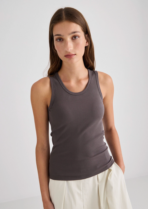 Laing Home Juna Ribbed Cotton Tank - Driftwood