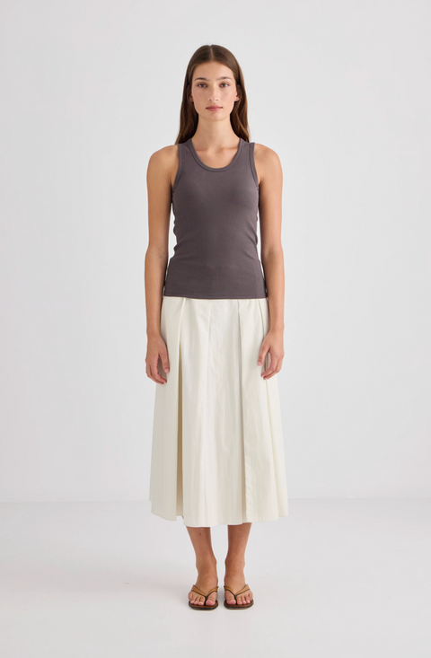 Laing Home Juna Ribbed Cotton Tank - Driftwood