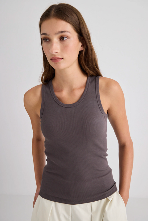 Laing Home Juna Ribbed Cotton Tank - Driftwood