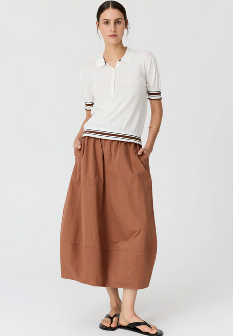 POL Clothing Alma Bubble Skirt - Toffee