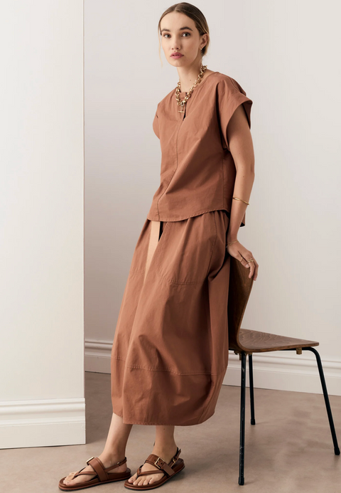 POL Clothing Alma Bubble Skirt - Toffee