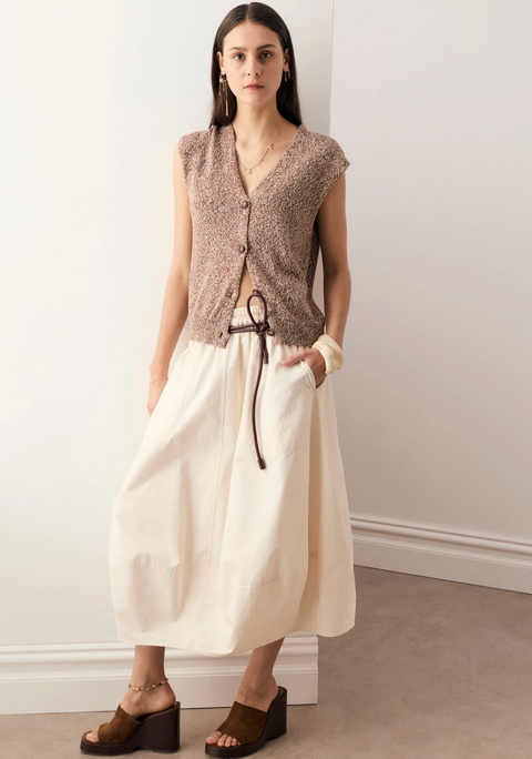 POL Clothing Alma Bubble Skirt - Pebble