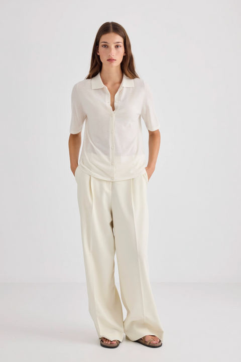 Laing Home Featherlight Cashmere Shirt - Cream