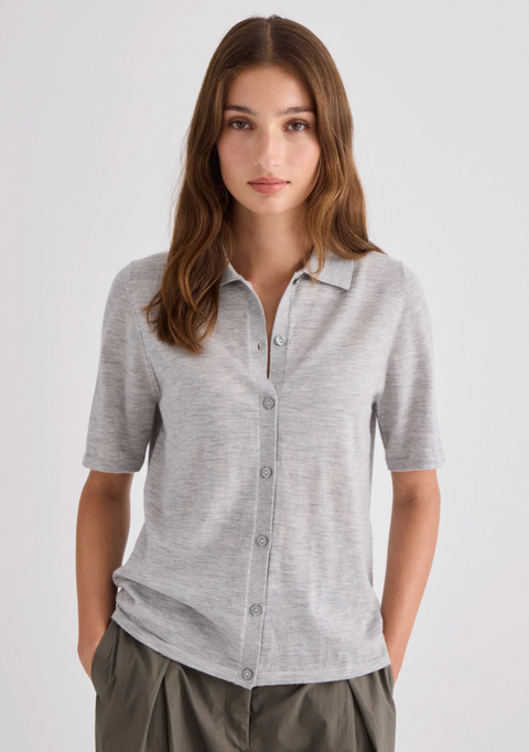 Laing Home Featherlight Cashmere Shirt - Grey Marle