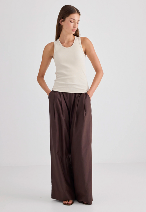 Laing Home Juna Ribbed Cotton Tank - Vanilla