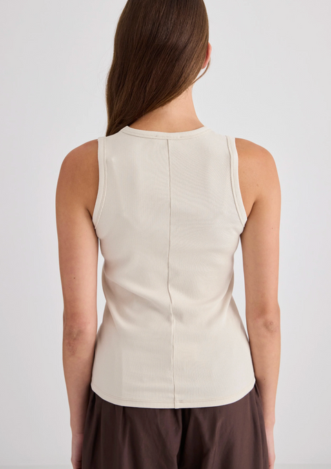 Laing Home Juna Ribbed Cotton Tank - Vanilla