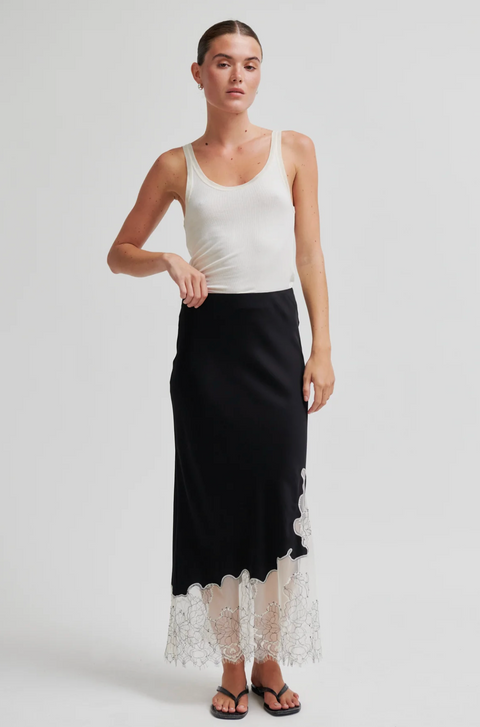 Second Female Wila Lace Hem Skirt - Black