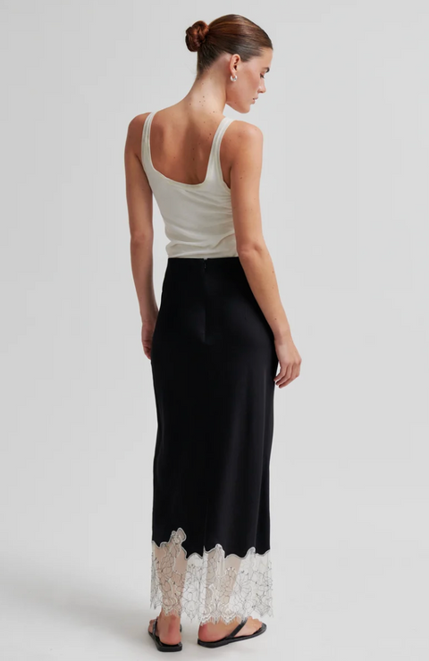 Second Female Wila Lace Hem Skirt - Black