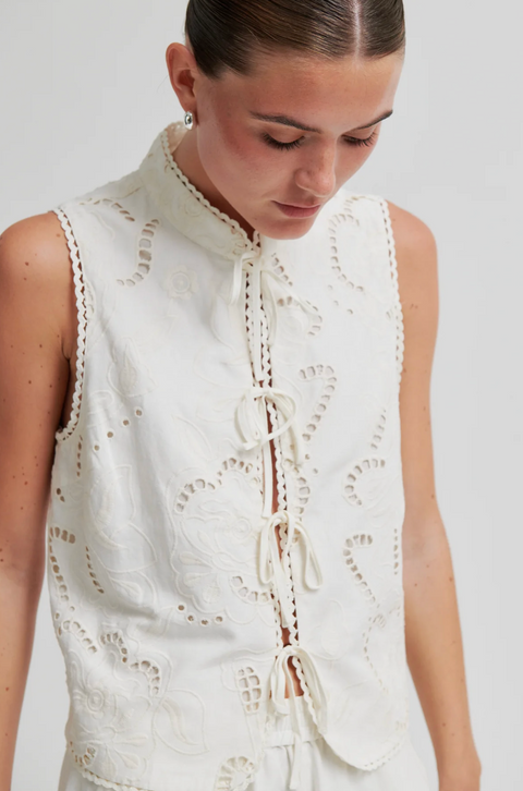 Second Female Vilea Tie Front Top - Eggnog