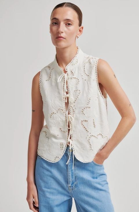 Second Female Vilea Tie Front Top - Eggnog