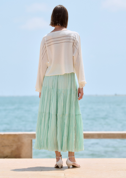 Sita Murt Cotton Lurex Skirt - Aqua