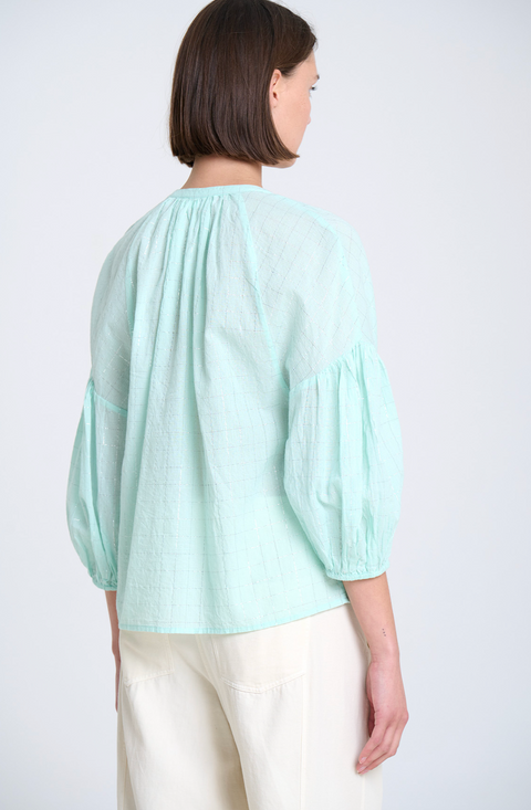 Sita Murt Cotton Lurex Blouse - Aqua